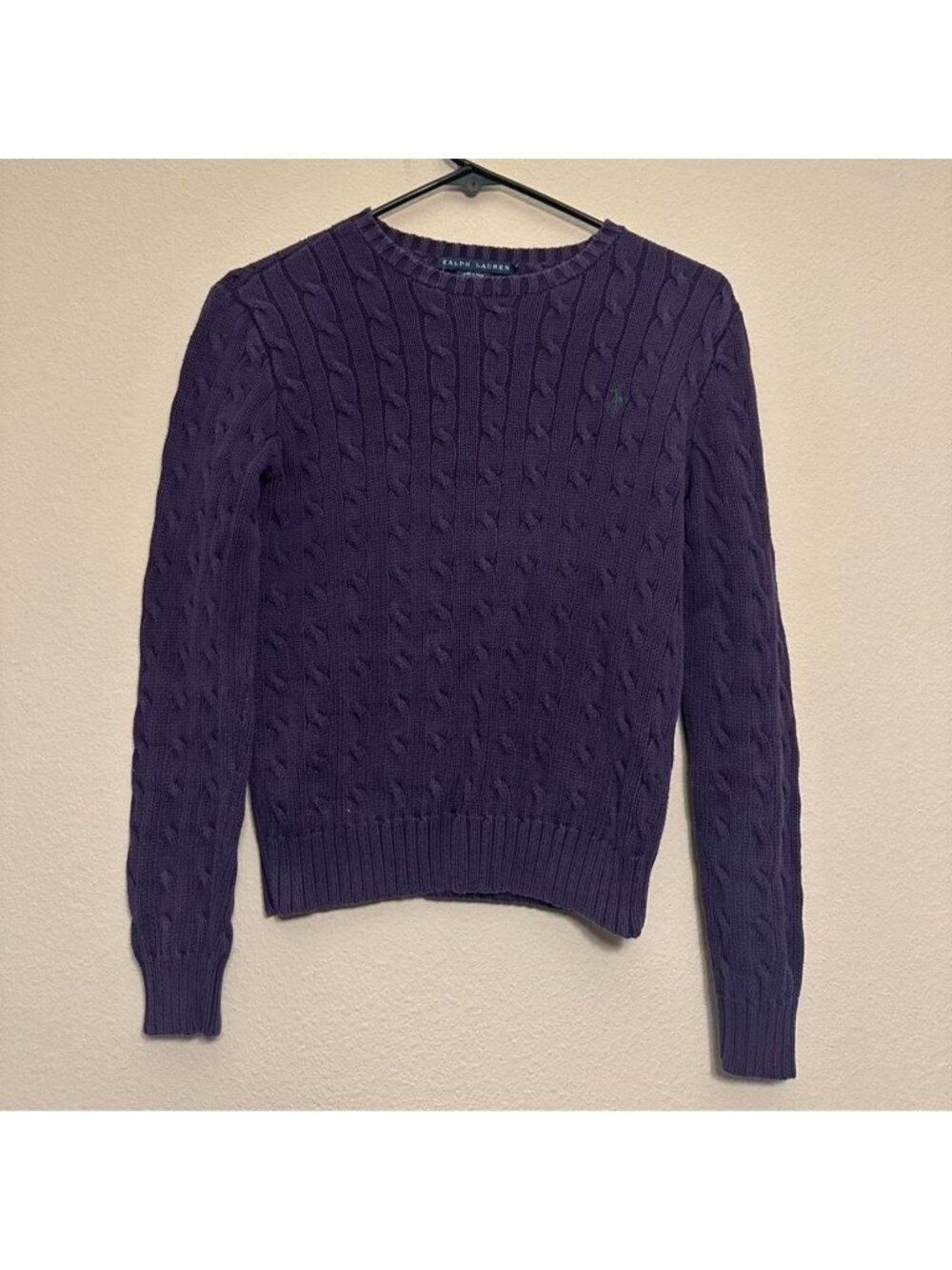 Vintage Ralph Lauren Cable Knit Logo Embroidered Sweater